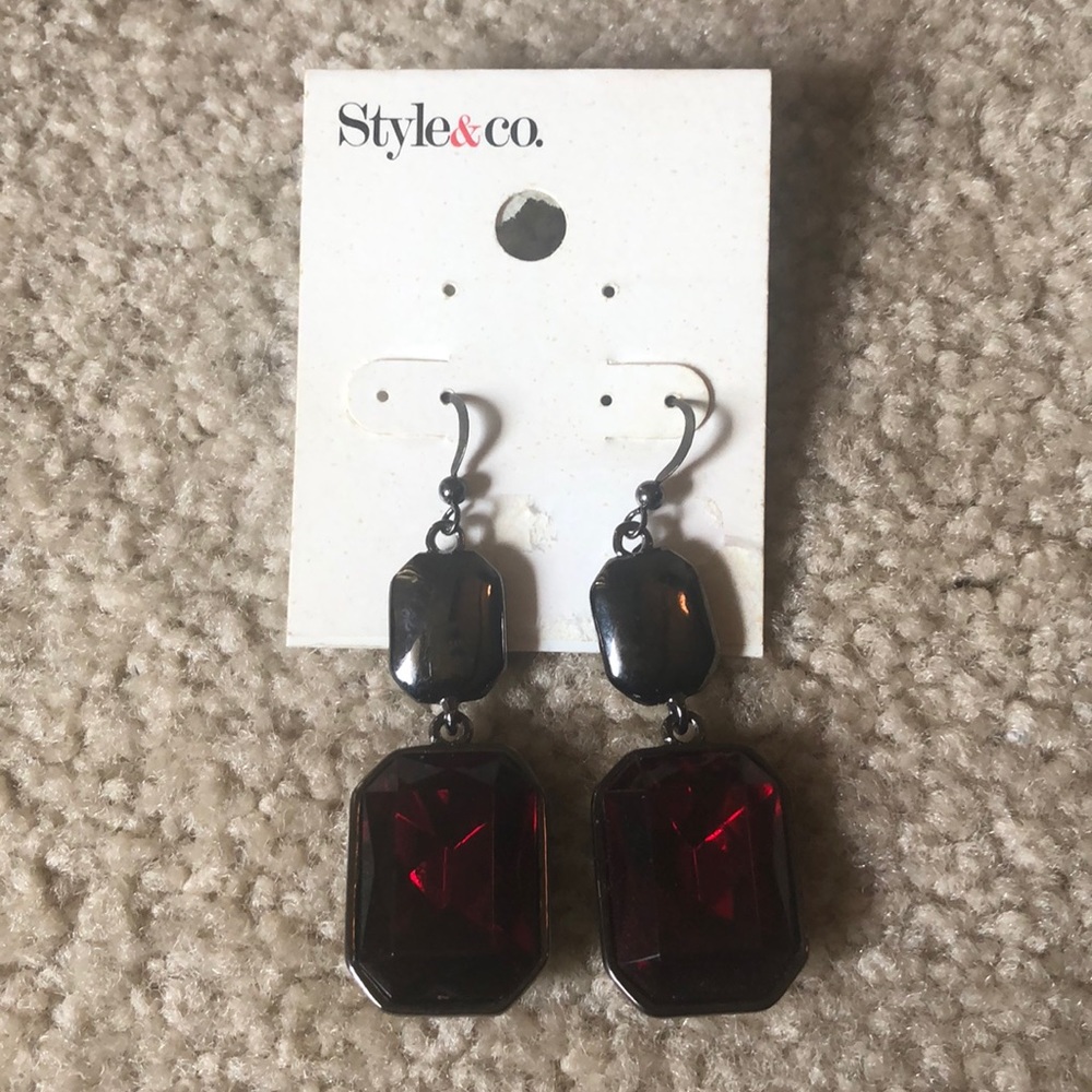 Garnet Look Dangle Earrings